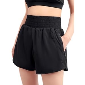 Kefiyis Running Shorts Womens High Waisted 2 in 1 Sports Shorts with Zipper Pocket Quick Dry Workout Athletic Shorts