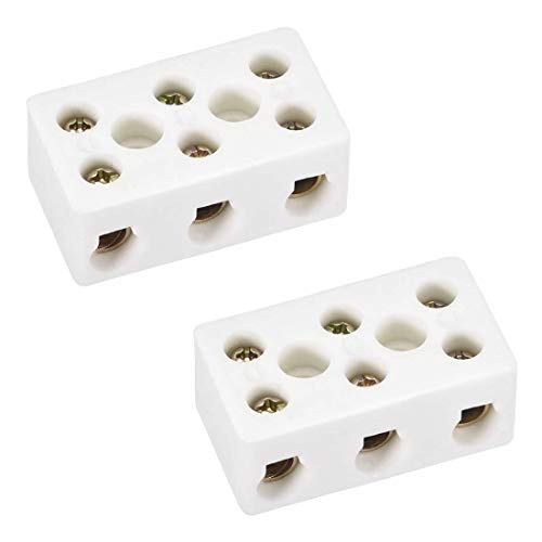 TA-VIGOR 3 Way Ceramics Terminal Blocks, 25A High Temp Porcelain Ceramic Wire Connectors