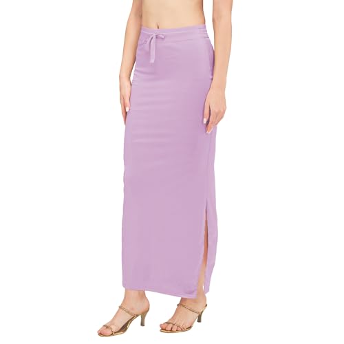 Image of DESI GIRL Satin Shimmer Stretchable Saree Shapewear Petticoat with Drawstring for Women | Mermaid fit Saree Petticoat with Side Slit for Easy Movement | Saree Shaper | Long inskirt