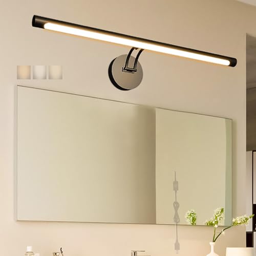 Lámpara de espejo baño LED giratoria de 40cm con control táctil color negro