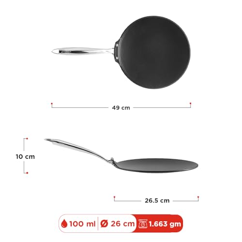 Image of Vinod Ferona Lightweight Cast Iron Roti Tawa - 26 cm | No Seasoning Required | Naturally Stick-Free | Steel Riveted Handle | Metal Spoon Safe | Gas Stove Compatible | No PTFE & PFOA | 2-Year Warranty