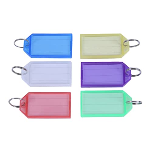 OUNONA 24pcs Multicolore Clé en Plastique Porte-clés Étiquettes Étiquettes avec Anneaux Clés (Couleur Mixte) Cover
