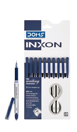Image of Doms INXON Ballpen 0.7mm Needle Tip-Blue Ink-Pack of 30| Soft Rubberized Grip For Comfortable Grip| ULV Ink Technology For Break-Free & Smooth Writing
