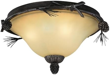VAXCEL Sierra 15.5-in W Bronze Rustic Pinecone Flush Mount Ceiling Light Fixture