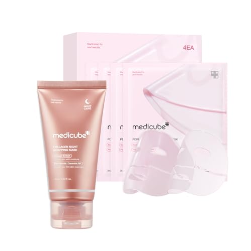 medicube All Day Glass Glow Skin Duo: Collagen Overnight Wrapping Peel Off Mask and Salmon DNA PDRN Pink Collagen Jelly Gel Mask (4ea) | Firming Mask Duo | Korean Skincare, Gifts for Women