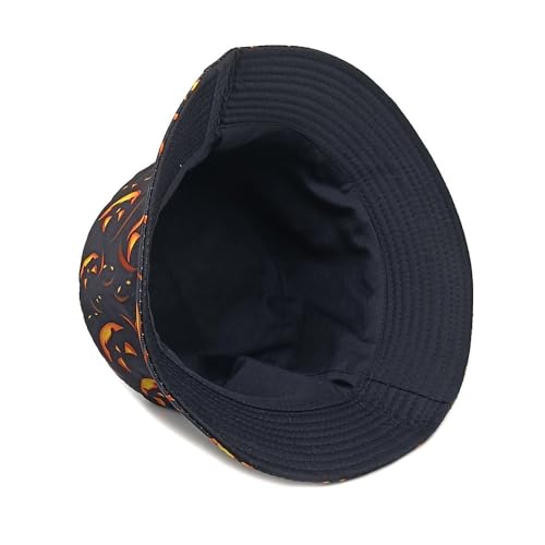 Image of Bucket Hat for Women Men,Travel Sun Beach Cap,Unisex Fishing Outdoor Boonie (Halloween Black Gold)