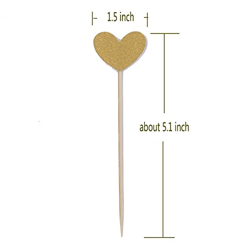 Warmbuy HOUSELL 50 Pack Double Sided Gold Glitter Cupcake Toppers Attached With Sticks For Baby Bridal Shower Birthday Party And Wedding  thumb #3