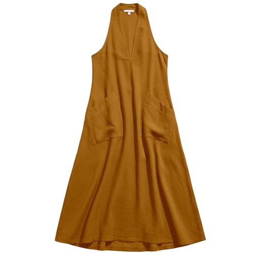 Robe midi décontractée originale avec col chemise et doubles poches