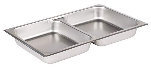 ChefQ 8qt Roll Top Chafing Dish Bundle - Durable Full-Size Chafer Stainless Steel- 1 Full Size Food/Water Pan, 1 Sectional Food Pan, 1 Tung, 1 Serving Spoon - Fuel Holders and Lid + Apron