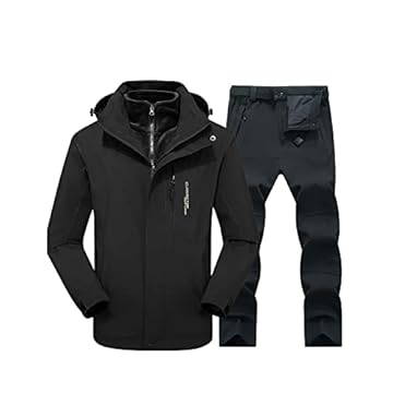 Conjunto de esqui de neve ao ar livre, conjunto de calça e jaqueta de esqui forrado de lã quente à prova de vento para esportes de inverno, para homens mulheres roupas de esqui à prova d'água de snowb