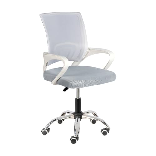 Image of Casa Copenhagen Mesh Mid Back Office /Study /Computer /Revolving /Desk Chair for Work from Home -Metal Base, Height Adjustable Seat - Solid Grey & White Handle