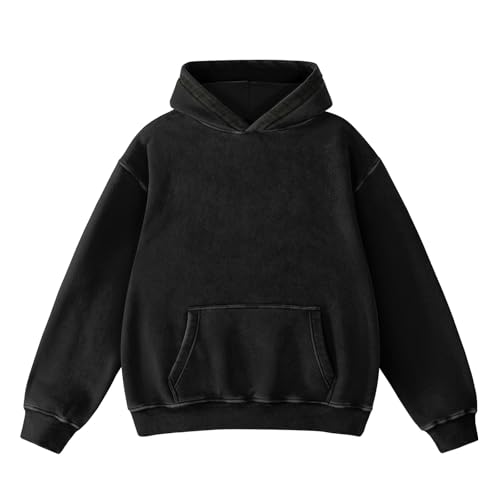 Dnzzs Acid Wash Hoodie Super Soft Sweatshirt for Mens Pullover Oversized Mens Fashion Hoodies & Sweatshirts Vintage Black Streetwear