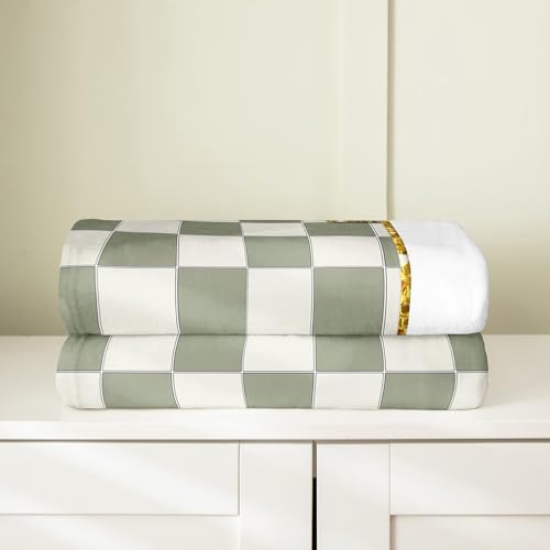 Image of Erosebridal Sage Green Checkered Flannel Blanket Plaid Initial J Fuzzy Plush Throw Personalized Monogram Fleece Blanket for Kids Boys Girls,Fashion Grids Gingham Decor for Bed Couch Baby 30 inchx40 inch