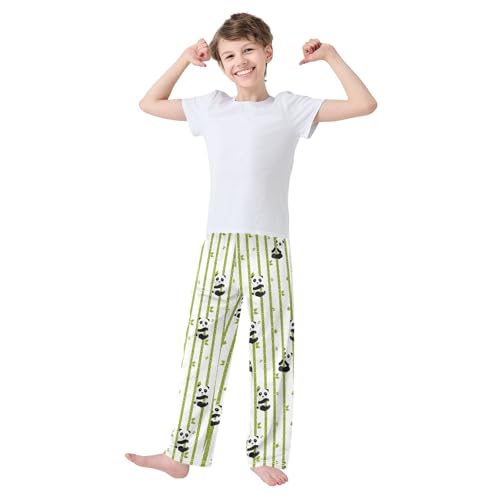 ZZXXB Panda Climb Tree Boys Long Pants Soft Trousers Elastic Waist Kids Lounge Bottoms with Pockets S-XL2