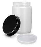 HELGUEFER - Bote Plastico Pequeño 2000 Cc (2 L) | Tarro Plastico con Tapa Apto para Uso Alimentario y Cosmético | Polietileno (PEHD) y Polipropileno (PP) | 115 mm x 230 mm x 84 mm Diámetro de Boca
