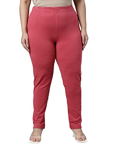 Image of GO COLORS Women Solid Pink Cotton Mid Rise Regular Fit Kurti Pants