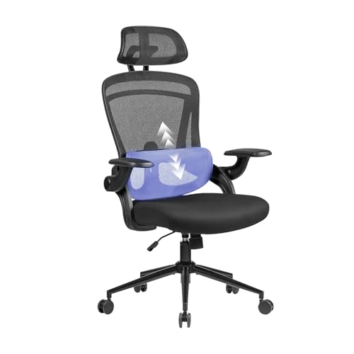Nouhaus Ergonomic Mesh Office Chair Adjustable Lumbar Support and Flip-up Armrests High Back Headrest, Tilt Function Comfy Computer Gaming Chair Swive