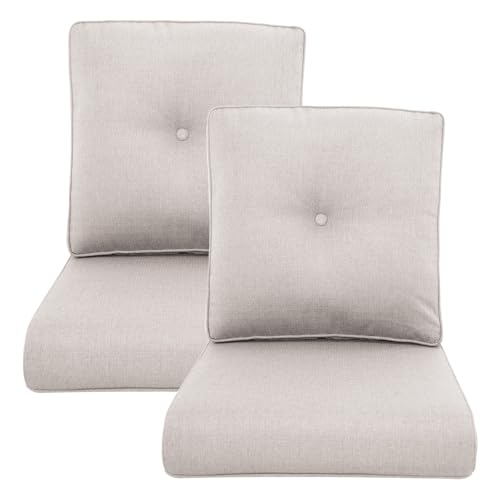 Outdoor Wicker Chair Cushions 2 Packs - Outside High Back Thick Water-Resistant Cushion 22x24 with Zipper Cover for Patio Glider Rocking Chairs Loveseat Couch  Beige/Buckle