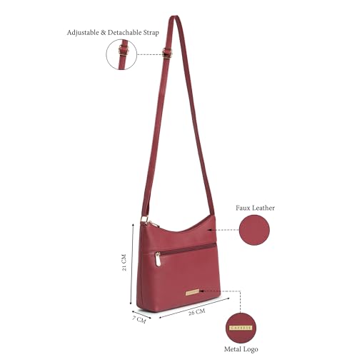 Image of Caprese Ash Medium Sling Bag for Women with Adjustable Strap for Comfortable Wear | Zipper Closure | Versatile Handbag With Back Zip for Everyday Use, Travel, and Special Occasions