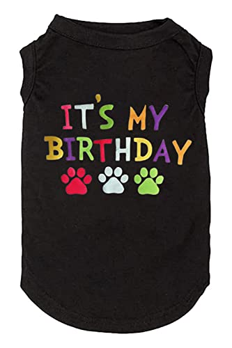 Dog Birthday Gift Clothes Boy Girl Birthday Shirt for Small Large Dog Brithday Vest for Doggy Puppy Clothes (1 2 Large Black02)
