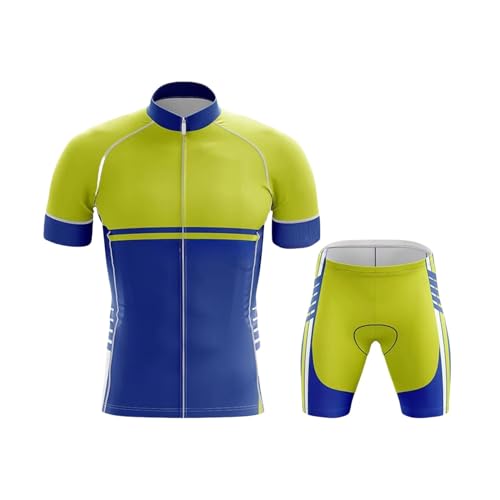 Maillot Ciclismo Hombre Profesional, Ropa de Ciclismo de Manga Corta de Verano y Culotte Tirantes con 9D Gel Acolchado, Ropa MTB Hombre (Type-2,5XL)