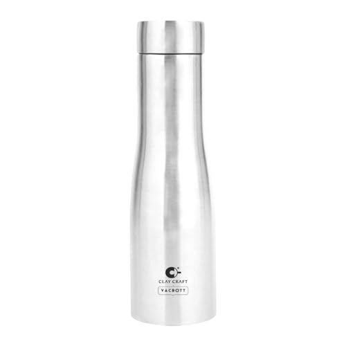 Image of Clay Craft Vacbott Petra Single Walled Non Insulated Water Bottle, 1000 ml - 1 Piece (Steel) Steel Water Bottles for School, Office, Home, Gym, Water Bottle for Men Leakproof, Rust Free Steel Bottle