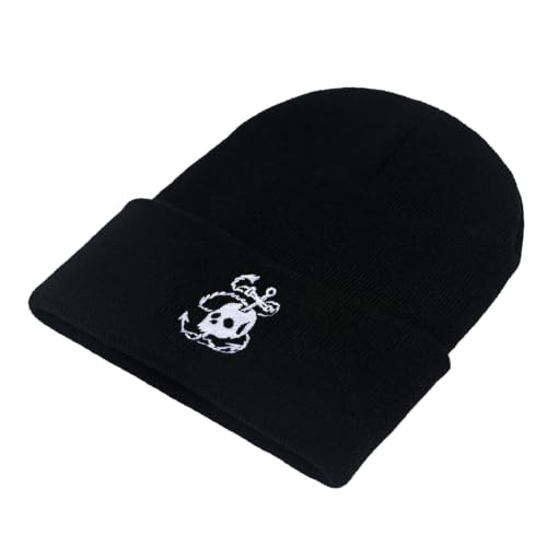 Image of Embroidered Skeleton Beanie Hat Winter Stretch Knit Skull Cap for Men Women