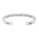 Joycuff Inspirational Bracelets for Women Mom Personalized Gift for Her Engraved Mantra Cuff Bangle Crown Birthday Jewelry