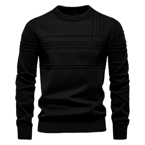 Men's Crewneck Pullover Sweater Knitted Cotton Stripped Autumn Winter Warm Sweaters