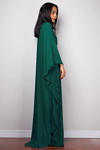 Image of RanRui Caftans for Women Solid Color Chiffon Plus Size Kaftan Dresses Beach Cover Up V Neck Batwing Sleeve Caftans Loungewear