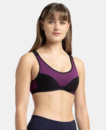 Image of Jockey 1378 Active Bra | Wirefree | Padded | Full Coverage | Racer Back | Super Combed Cotton Elastane Fabric