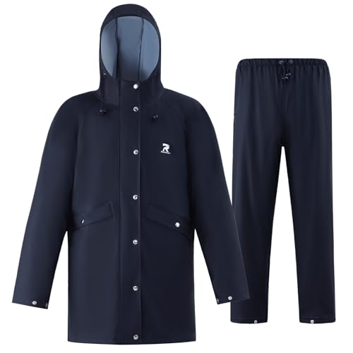 RainRider Rain Suits for Men Women Waterproof Heavy Duty Rain Gear Long Rain Jacket Coat & Pants