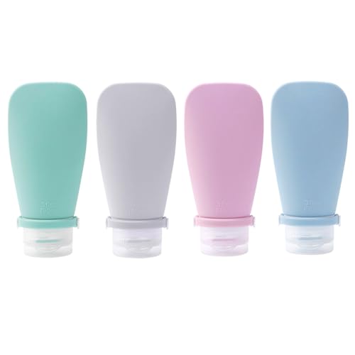 Silicone Travel Bottles for Toiletries, TSA Approved Travel Containers 4 Pack of Leak Proof Refillable Accessories