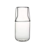 Bedside Water Carafe Set with Tumbler Glass Set for Bedroom Nightstand, Glass Mouthwash Bottle for Bathroom, 14oz/400ml (Clear)