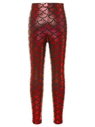 Kids Girls Mermaid Fish Scale Stretch High Waisted Leggings Pants Tights Toddler Girls Shiny Metallic Leggings2