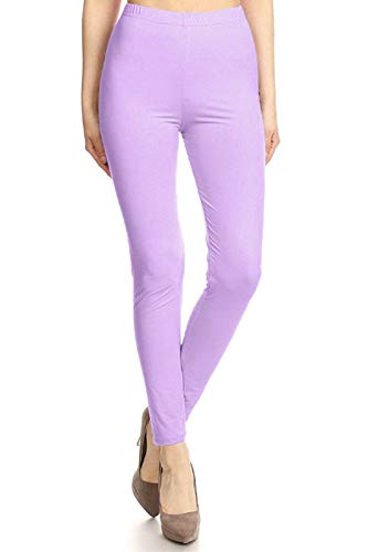 Image of Leggings Depot Women's High Waist Leggings Soft 1 inch Waistband Solid Pants - Regular, Plus, 1X3X, 3X5X