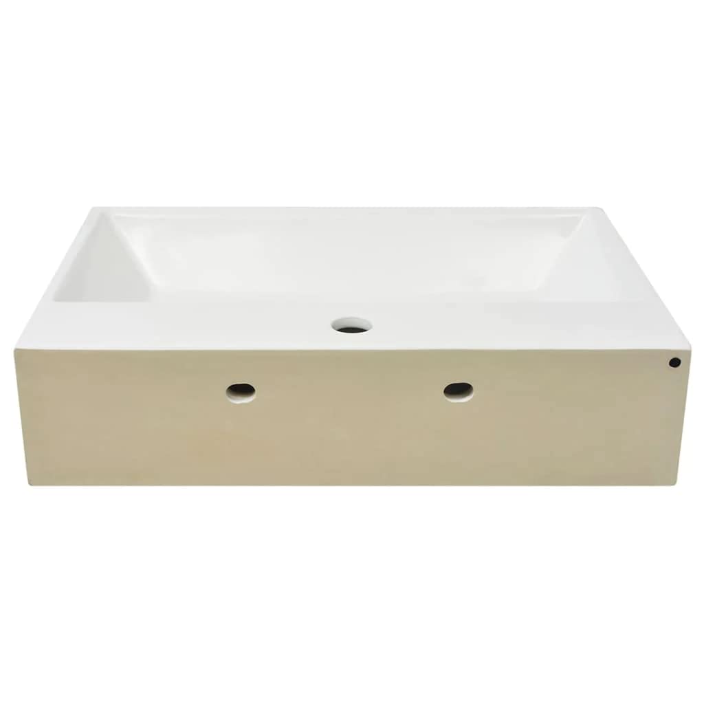vidaXL Lavabo Rectangular con Agujero de Grifo Cerámica Blanco Lavamanos Aseo