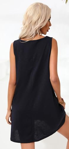 Women Swimwear Summer Casual Tank Dresses Beach Swimsuit Cover Up Bikini Sundress(Black Beach,M) - Image 6