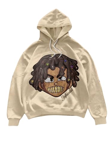WDIRARA Men's Cartoon Figure Graphic Hoodie Drawstring Sweatshirt Long Sleeve Hooded Top Pullovers