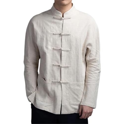 LIXINGHEITANG Chinese Style Shirts Traditional Kung Fu Tai Chi Cotton And Linen Suit Shirt Blouses Clothing For Men