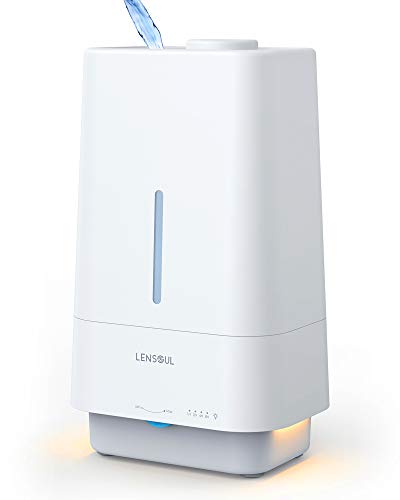 Lensoul Top Fill Humidifiers for Bedroom 4.5L Whisper Quiet 25dB Essential Oil Diffuser with Night Light Ultrasonic Air Humidifier for Large Room, 360° Rotary Nozzle and Waterless Auto Shut-Off