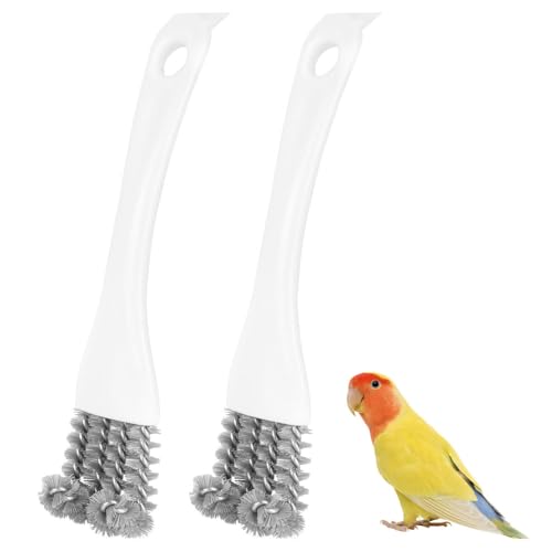 MiOYOOW Cepillo para jaula de pájaros, jaula de loros, cepillo de limpieza con pala y mango ergonómico, accesorio para la limpieza de jaulas de pájaros