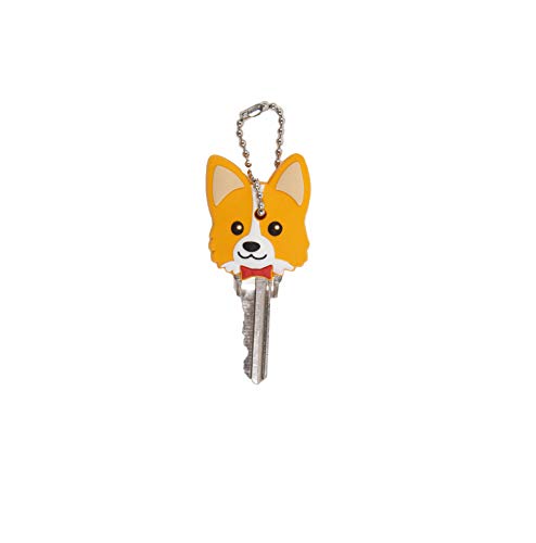 Nayothecorgi Corgi Key Cap – Key Covers w/Pre-Made Hole & Sturdy Metal Ring – Rubber Key Holder – Handy Key Ring Holder For Distinguishing Keys – Dog Lover Gifts – 1.5” X 1.5” X 0.25”