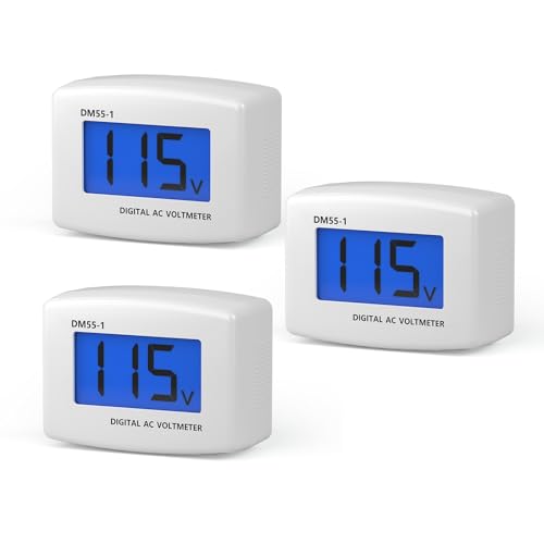 DROK Electric Voltage Testers 3pcs, AC 80-300V LCD Display Flat Plug Voltmeter Electrical Outlet Tester Plug in Digital Voltage Meter
