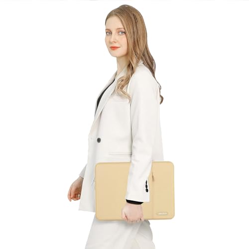 Image of MOSISO Laptop Sleeve Bag Compatible with 13-13.3 inch MacBook Pro, MacBook Air, Notebook Computer, Vertical Style Water Repellent Polyester Protective Case Cover with Pocket, Camel