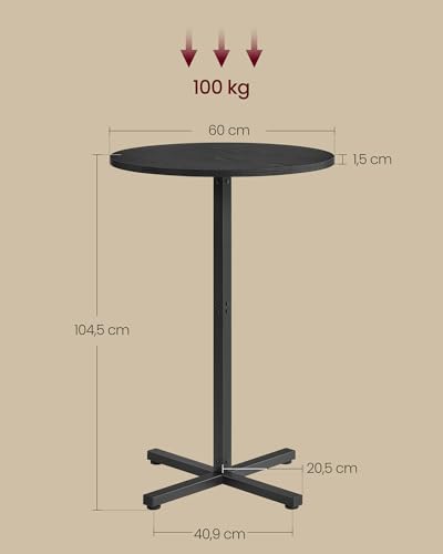 Mesa alta de bar para 2 o 3 personas VASAGLE con base estable de metal 4