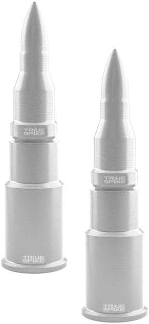 TRUE SPIKE 2 pc White Bullet Tire Air Valve Stem CAPS Cover in Heavy Gauge CNC Machined Billet Aluminum Short Compatible with Harley Davidson HD and Other Motorcycles Bikes Bicycles