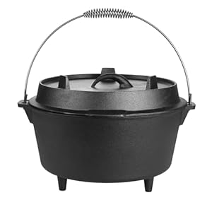 Leonyo Cast Iron Dutch Oven with Lid, 7QT Dutch Oven Camping with Lid, 2-In-1 Cast Iron Pot Large Pre-Seasoned Dutch Oven Pot for Camping BBQ, Bread Baking