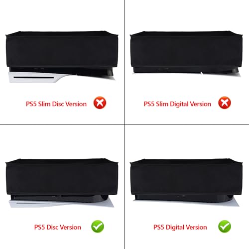 Image of PlayVital Black Nylon Horizontal Dust Cover for PS5, Soft Neat Lining Dust Guard for PS5 Console, Anti Scratch Waterproof Cover Sleeve for ps5 Console Digital Edition & Disc Edition
