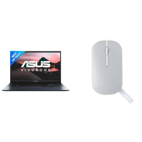 Image of ASUS Vivobook Pro 15, AMD Ryzen 7 5800H, 15.6 inch (39.62 cm) FHD, Thin and Light Laptop (16 GB RAM /1TB SSD /4GB RTX 3050) M6500QC-HN751WS Marshmallow MD100 Mouse (Grey)